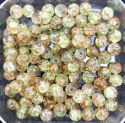 Buy Round Crackle Glass Beads - Single Colours / Two-tone, Sizes 4mm 6mm 8mm 10mm • 2.85£