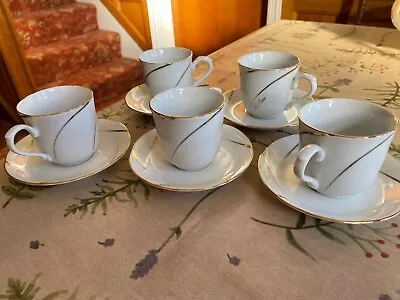 Buy 5 'Pearl China' Cups And Saucers (A205) • 15£
