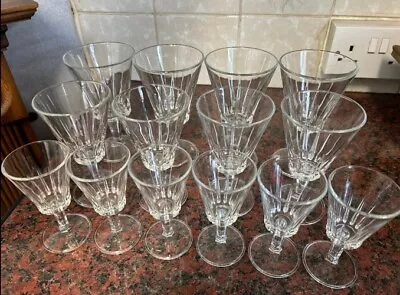 Buy Bundle Of 14 Cut Glass Vintage Sherry Glasses 3 Different Sizes • 2£