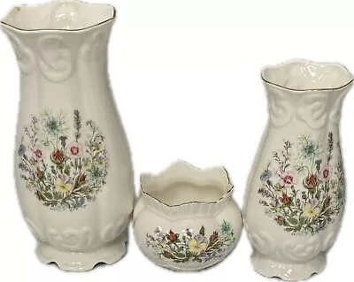 Buy Vintage, Aynsley, Wild Tudor, Fine Bone China, Vases & Planter Set 3pcs #MCB • 15.99£