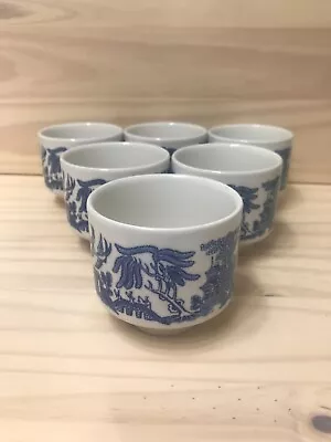 Buy Vintage Churchill Blue Willow Coffee Tea Cups 8 Oz Set Of 6 England EUC • 26.82£