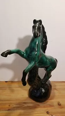 Buy Vintage Blue Mountain Pottery Emerald Horse Sculpture 17 ×12  • 70.02£