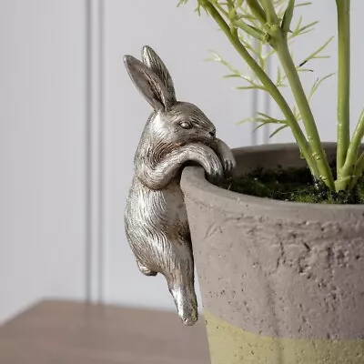 Buy Antique Silver Hare Plant Pot Hanger Ornament Small Home Decoration Cute Gift • 10.50£