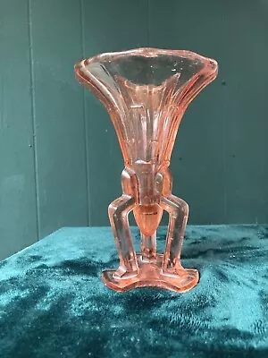 Buy Vintage ART DECO Czech Pink Glass Rocket Vase 7 Inch 1930s • 19.75£