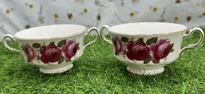 Buy 2x Queen Anne Margaret Rose Teacup Set Vintage Double Handled Made In England • 9.99£