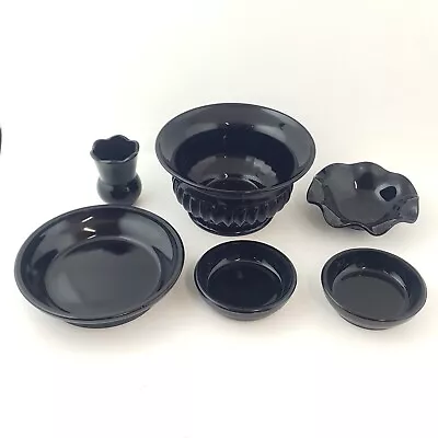 Buy Victorian Davidson Black Glass Bowl Pin Dishes - 6807 OA • 38.25£