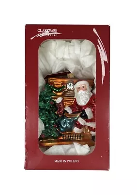 Buy GLASSWARE ART STUDIO - SANTA / TREE / FIREPLACE - Mouth Blown Glass Ornament • 32.61£