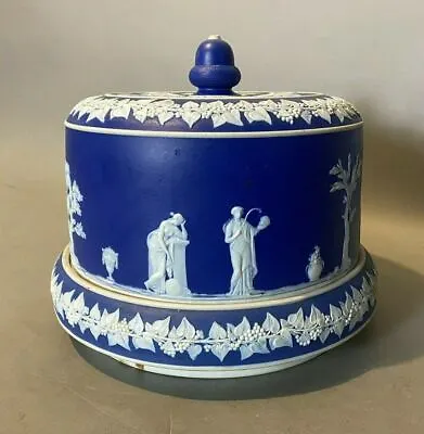 Buy Vintage Antique English Blue Jasperware Covered Serving Dish Cheese Dome • 1,400.40£