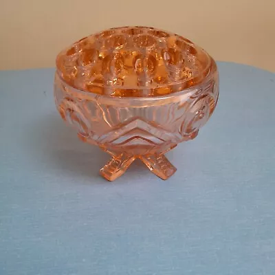 Buy Sowerby Peach Glass Posy Bowl With Frog • 12£