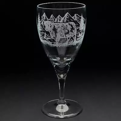 Buy Highland Cow Crystal Wine Glass - Hand Etched/Engraved Gift • 17.99£