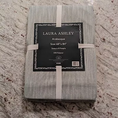 Buy Laura Ashley NEW Tablecloth Arabesque Green 60  X 84  Metallic Thread Linen Look • 20.49£