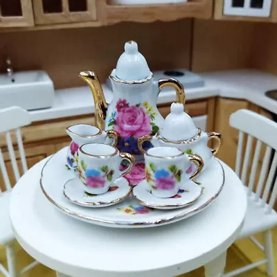 Buy 8Pcs 1:12 Dollhouse Miniature Dining Ware Porcelain Tea Set Dish Cup Pl X T*wl • 7.95£