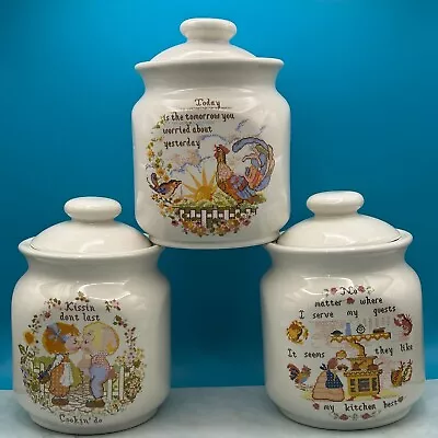 Buy Set Of 3 Vintage Kitsch Melba Kitchenware Storage Jar • 34£