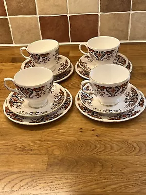 Buy Ridgway Potteries Colclough Royale Vintage 4 Tea Cups, Saucers & Side Plate Set • 25£