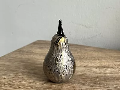 Buy Vintage Miniature Isle Of Wight Glass Pear Paperweight - Azurene Gold & Silver • 25£