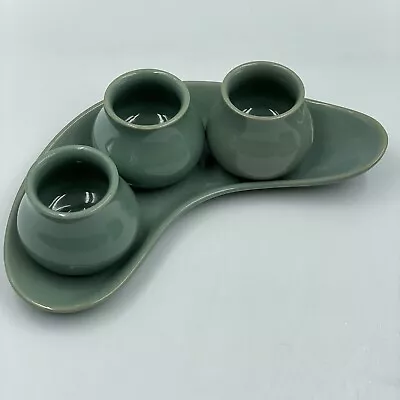 Buy Denby Pottery • Vintage Manor Green Stoneware 3 Pot Cruet Set On Tray • VGC • 12.99£