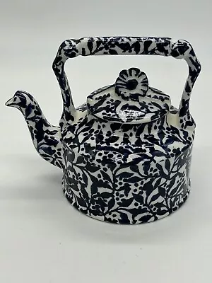 Buy Kensington Potteries VICTORIANA Teapot Cobalt Blue & White W/ Daisy Lid England • 19.61£