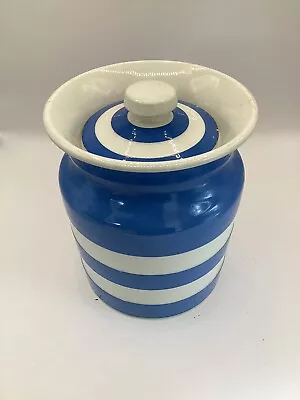 Buy T G Green Cornishware By Judith Onions Lidded Storage Jar Blue And White Striped • 14£