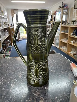 Buy Saxony Ellgreave Coffee Pot Tall Green Glazed 1970s Retro 29 Cm Glossy Patterned • 10£