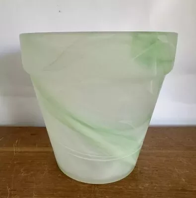Buy Vintage Glass Planter Plant Pot Green White Swirls Slag Glass 16 Cm • 25£