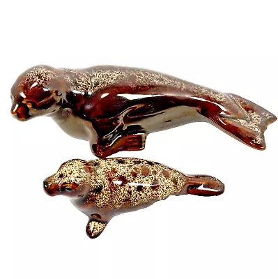 Buy VTG Pottery Brown Honeycomb Seal Figurines 8  Adult Kernewek 5  Pup Unmarked • 10.99£