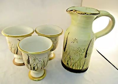 Buy Stoneware Goblets & Jug Set - 3 Goblets & Jug - Vintage Retro • 15.50£