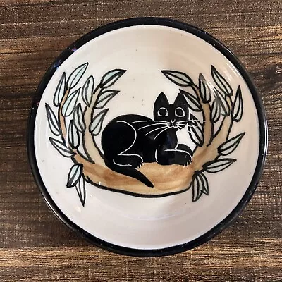 Buy Karen Donleavy Art Pottery Bowl Trinket Dish Black Cat By Signed KD • 27.94£