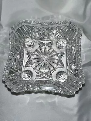 Buy Bohemian Czech Vintage Crystal 5  Square Dish Hand Cut Queen Lace 24% Lead Glass • 13.98£