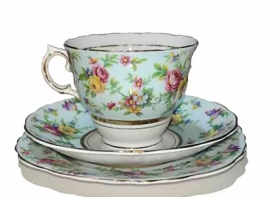 Buy Colclough Blue Floral Vintage Tea Trio Set Fine Bone China England Blue Floral • 27.48£