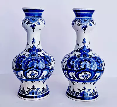 Buy Delft Blue & White Xl Gourd Vase 13.6 Inches Hand-painted • 110.90£