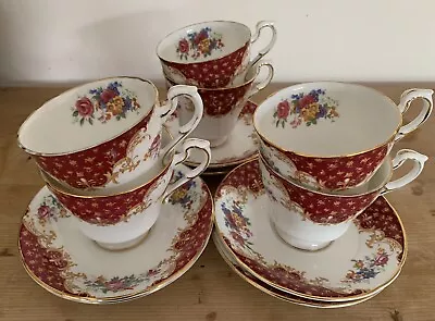 Buy Paragon Rockingham Red Bone China Coffee Cups And Saucers Set Of 6 • 50£