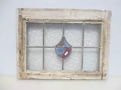 Buy Antique Stained Glass Window Panel Vintage Old Wooden Art Deco 21.5 X16.5  • 45£