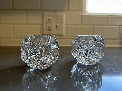 Buy Tiffany & Co Rock Cut Crystal Votive Candle Holders Decorative Glass 3  Set Of 2 • 62.91£
