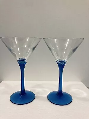 Buy Cobalt Blue Stemmed Martini Glasses 2 Piece Set Clear Glass Cocktail Replacement • 15.38£