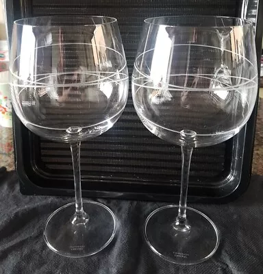 Buy  2 Irish Tipperary Crystal Large Wine Glasses /Gin Balloons ~ 9  Tall ~ Signed  • 24.99£
