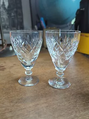 Buy 2 X Webb Corbett Georgian Pattern Lead Crystal Wine / Claret Glasses  • 10£