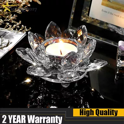 Buy Candle Holder Crystal Glass Lotus Flower Candlesticks Stand Tea Light Holder Art • 11.96£