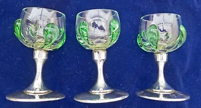 Buy **3  UNUSUAL Antique Art Nouveau Liqueur Liquor Wine Silver Glasses • 150£