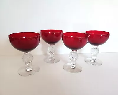 Buy Set Of 8 Morgantown Ruby Red Crystal Golf Ball Champagne/Tall Wine Glasses 5  • 71.29£