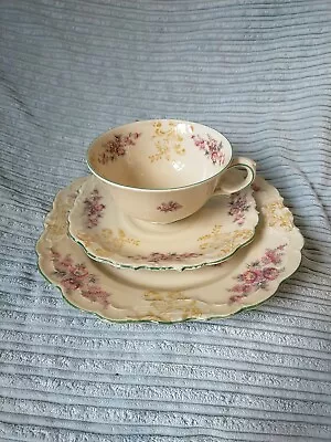Buy Vintage Bavarian Cup, Saucer And Plate Set Cream, Gold, Floral • 14.50£