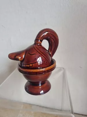 Buy Denmead Pottery Mr Nosey Egg Cup With Lid Smiley Big Nose Brown Glazed (o4) • 6.50£