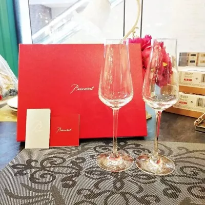 Buy BACCARAT Champagne Glass Chateau Set Of 2 Clear Crystal H9.8xW3.5 Near Mint • 147.81£