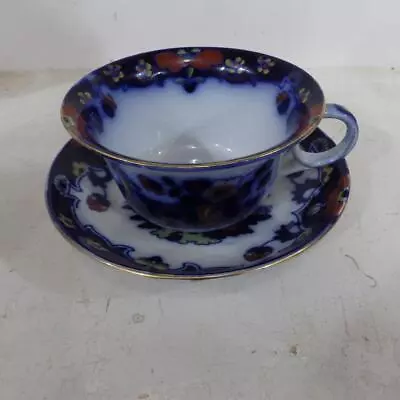 Buy Rare Antique Royal Staffordshie Burslem Pekin Flow Blue Breakfast Cup & Bowl • 54.36£