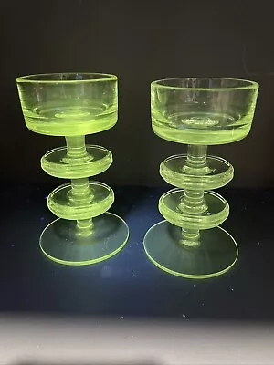 Buy Pair Of Vintage Wedgwood Glass Sheringham Candlestick Manganese Glass - 70's • 100£