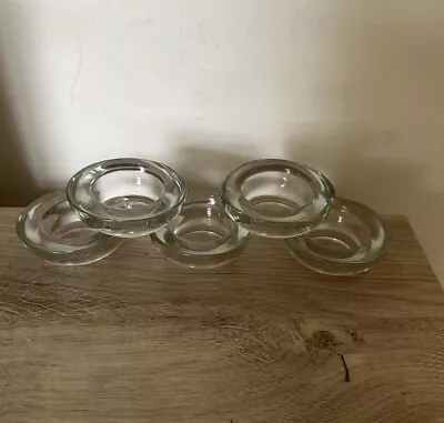 Buy Glass Candle Holders Tea Light Or Votive Set Of 5 Heavy Clear Thick,  • 7.50£