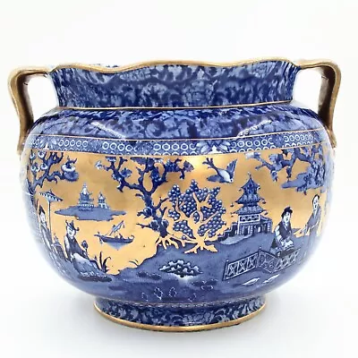 Buy Antique Chinoiserie Planter Jardinière In Blue And Gilt By James Kent Pottery • 180£