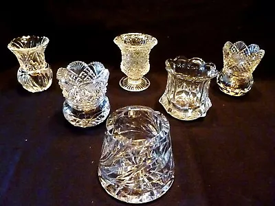 Buy LOT 6 Antique GLASSWARE TOOTHPICK Holders CUT CRYSTAL & GLASS • 37.27£