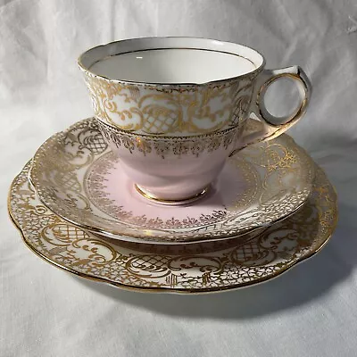 Buy Royal Stafford Bone China, Trio, Gold Lattice Design, Pattern RT197 • 9.95£