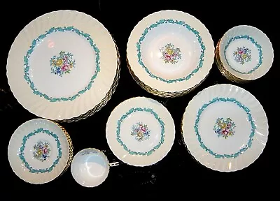 Buy Vintage MCM MINTON  Ardmore  #S363 Ivory & Turquoise Fine Bone China Dinnerware • 13£