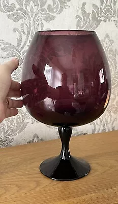 Buy Vntg Purple Amethyst Oversized Italian Art Glass Brandy Snifter Goblet 31cm Tall • 19£